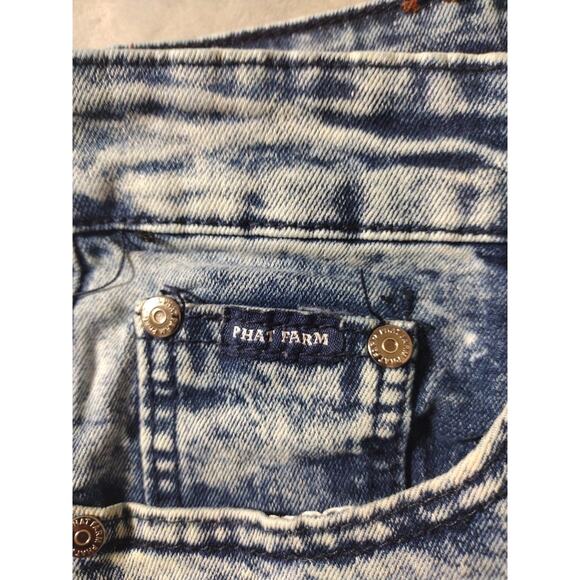 Phat Farm Jeans Mens 34x32 Stretch Skinny Biker Acid Wash Blue Size Retro Y2K - Picture 14 of 14
